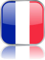 Man sieht im Bild die Flagge von Frankreich auf einen Metallbutton plus Spiegel gestaltet. In Frankreich gibt es 1 Bach Orchester.