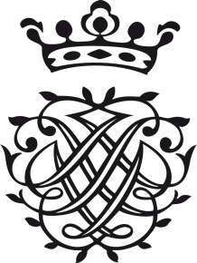 Das heute bekannteste Bachsiegel mit fünf Zacken, beziehunsgweise Zapfen in der Krone. Es ist schwarz auf weißem Grund und besteht aus den sechs Buchstaben, je zweimal J, S und B, sowie der Krone ontop.