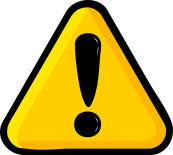 Es ist das Verkehrschild „Vorfahrt gewähren“, allerdings in Gelb mit einem dunkelgelben Rand. Das Ausrufezeichen in der Mitte ist riesig und schwarz.